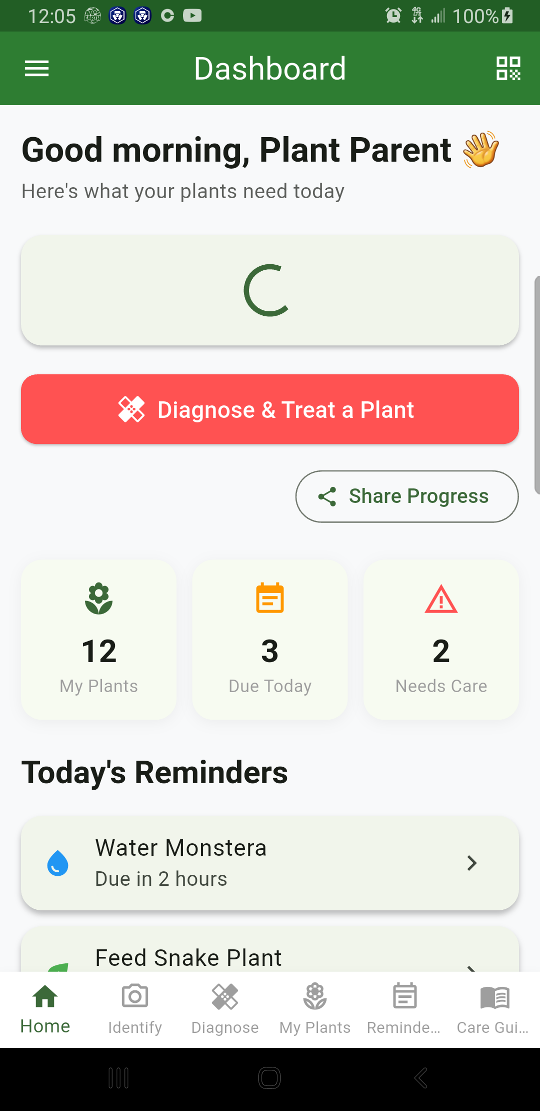 Miracle Plant Repair dashboard